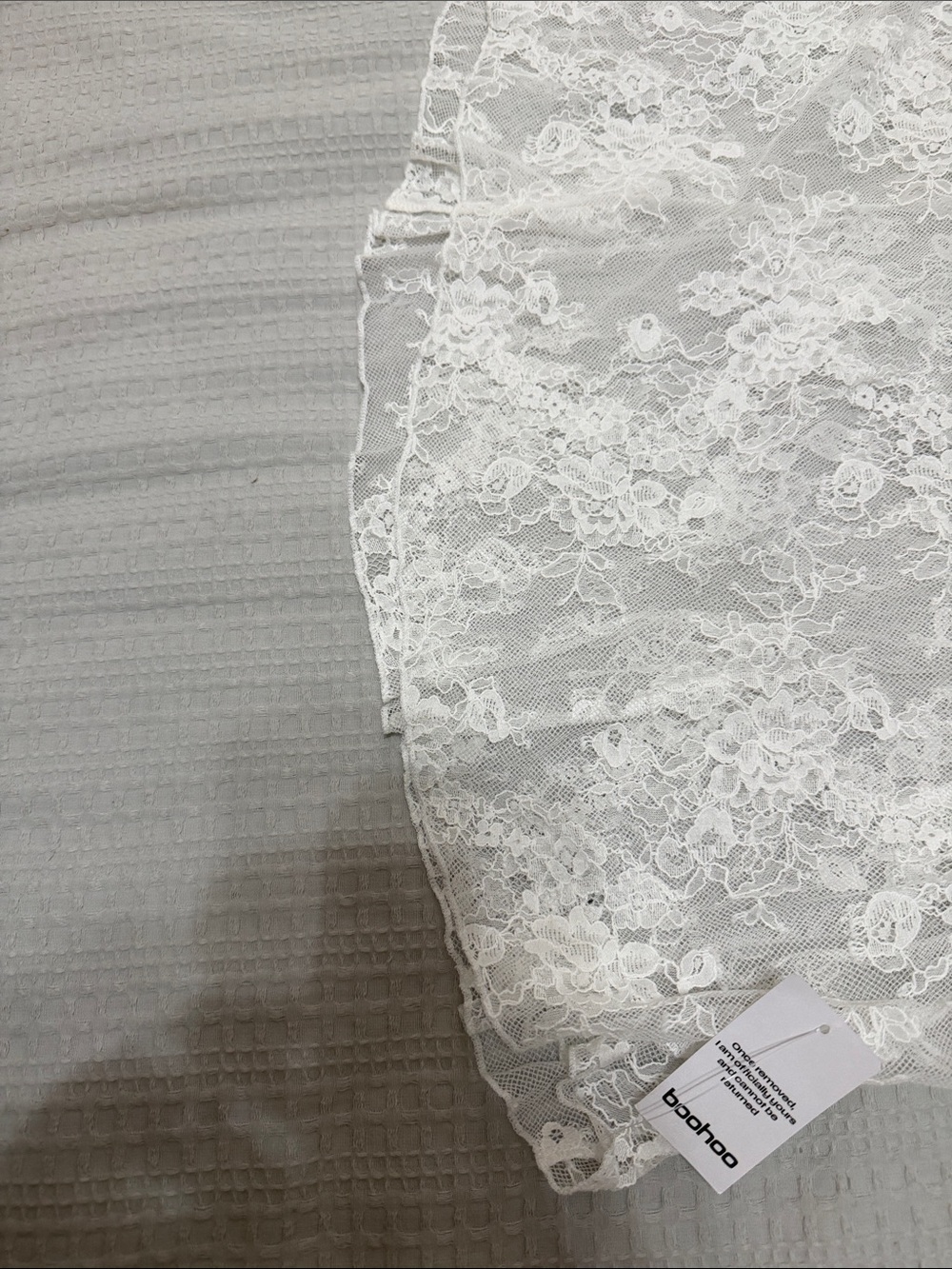 Boohoo White Strapless Lace-Panel Bridal Dress - Picture 5 of 8